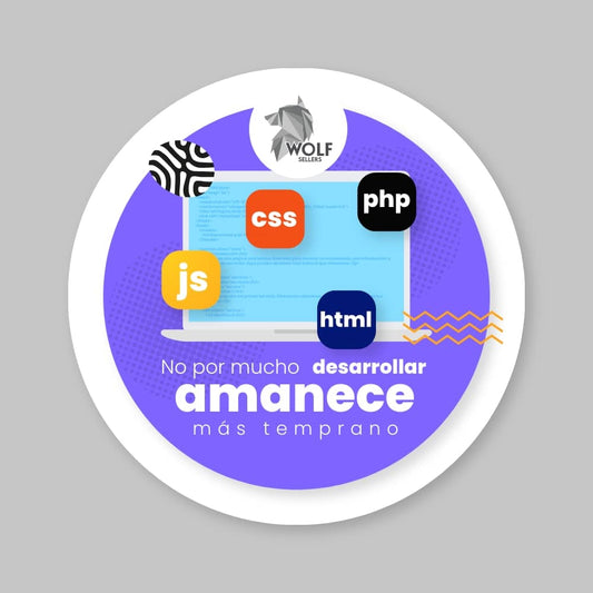 Sticker "No Por Mucho Desarrollar" – Humor Geek para Verdaderos Coders